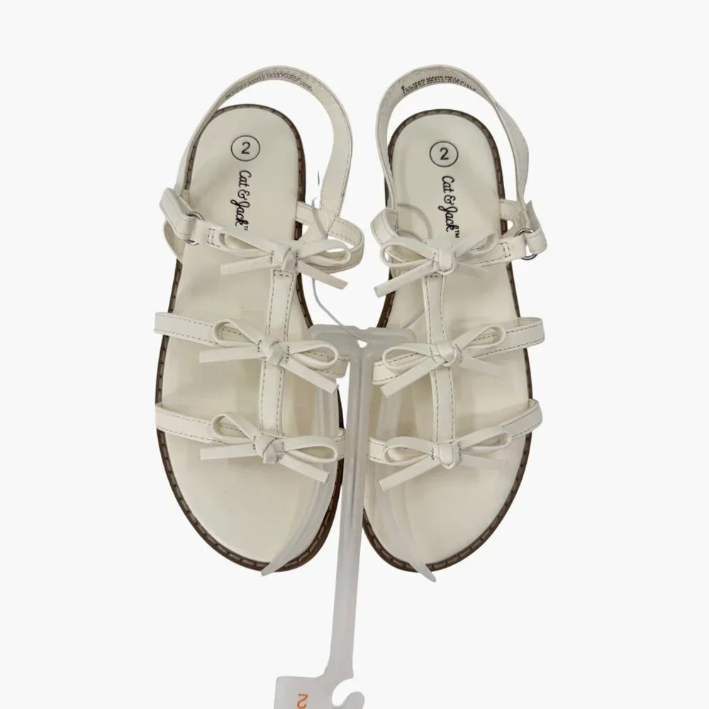 NEW Cat & Jack Kids' Aria Bow Sandals -  Ivory - Size 2